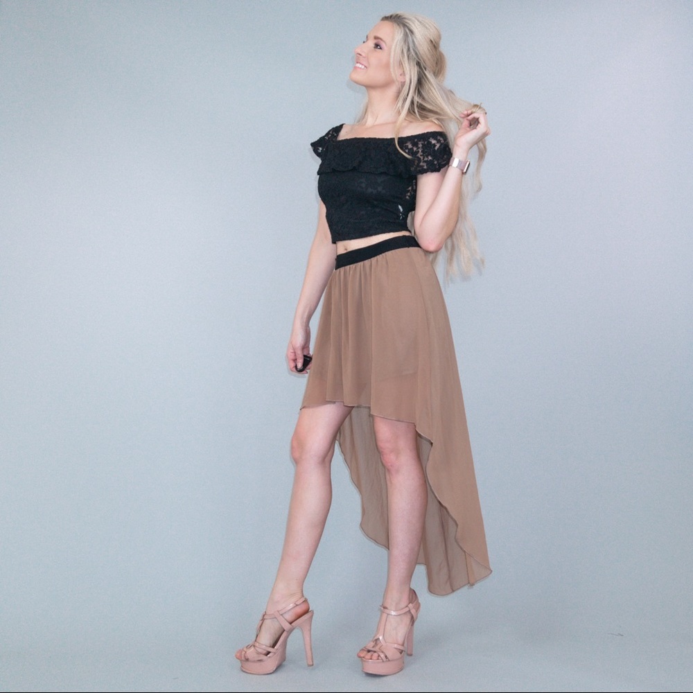 Neutral Boho High Low Skirt - Picture 4 of 8